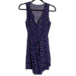 Blue dress with cherries and pockets